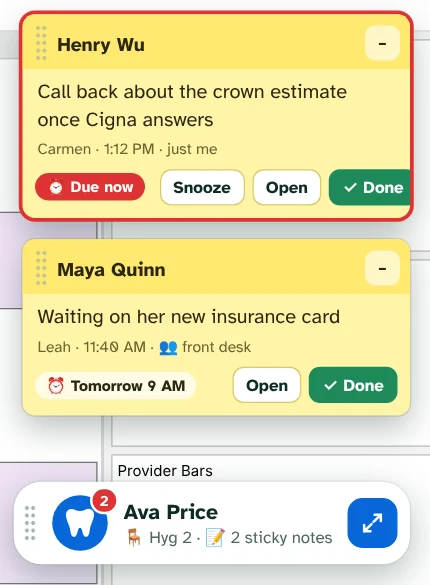 A note floats next to the bubble. Drag it anywhere, or tap โ to tuck it in.