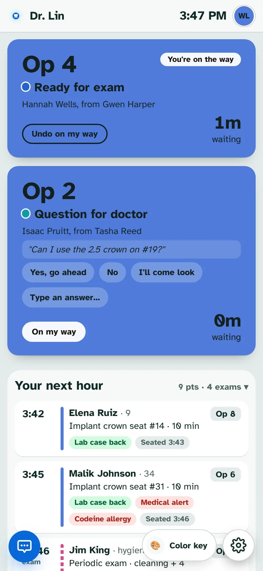 Doctor screen on a phone: Op 2 Question for doctor